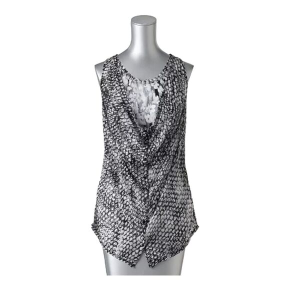 Simply Vera by Vera Wang Women's Button-down Double Layered Shirt M Black/White - Picture 1 of 12